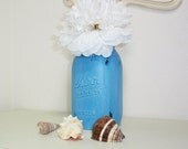 1- Hand Painted Quart Mason Jar Flower Vase-Valentine Colors-Country Decor-Cottage Chic-Shabby Chic-French Chic