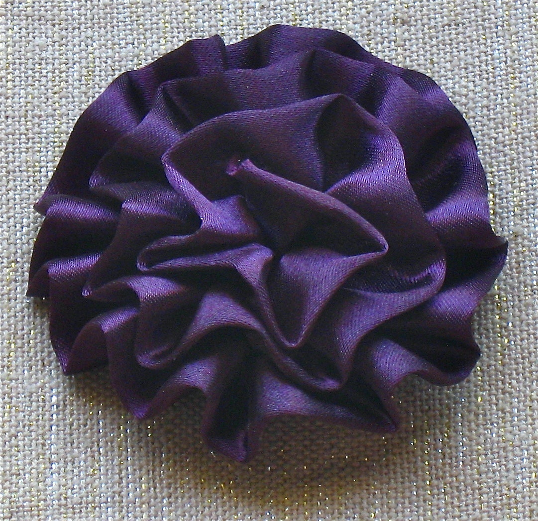 Satiny Flower Puff - Purple/ Turquoise/ or Burnt Orange FREE SHIPPING - BowBravo