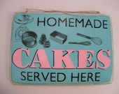 Homemade CAKES For Sale, Hand painted/printed sign. Handmade in Cornwall. 7"x10"