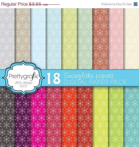 40% OFF 18 christmas snowflake digital paper pack, commercial use, scrapbook papers - PGCLPK577 Il_170x135