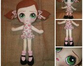 Cute handmade large big eyed cloth art doll collectable primitive folk rag doll