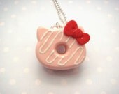 Hello Kitty Strawberry Donut Necklace