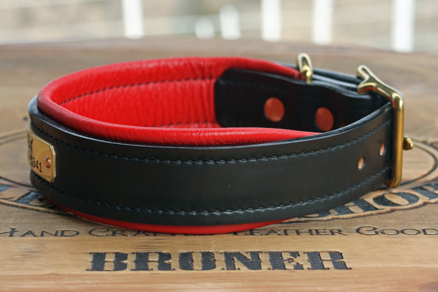 1 1/4" Width Padded Leather Collar  -  Large (17" - 19")