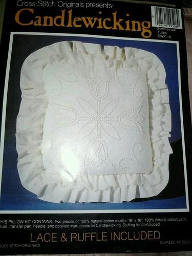 Candlewicking  Pillow Kit  Symmetrical Tulips with Lace NeedleCraft Kit CWK-8  craft Embroidery Cross Stitch Handmade DIY