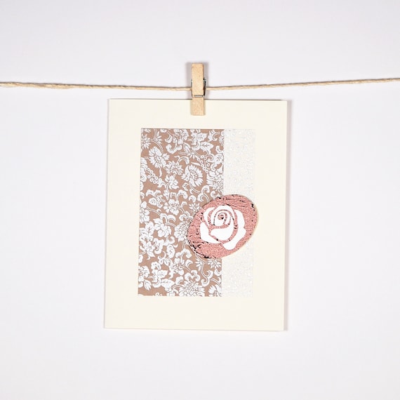 Buy e greeting cards gifts anniversary - Mauve Rose Wedding Card Silver Brocade Taupe Floral Notecard Anniversary I Love You Birthday Card Gift Enclosure