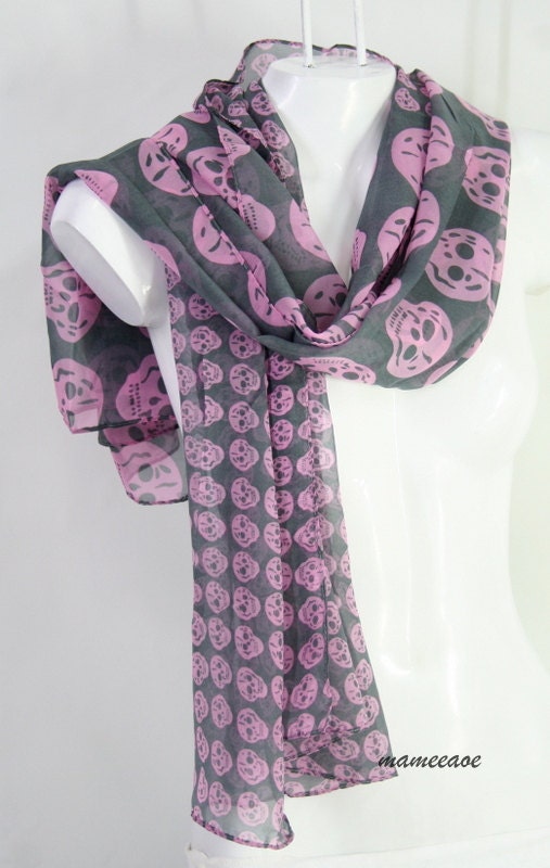 Chiffon skull stripes large and small purple color. shawl/wrap/scarf/accessory/hijab/gift/women gift/pashmina/scarves/lightweight/fashion