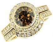 Fine 2.21ct Cognac Champagne Fancy Brown Diamond Matching Engagement Ring Wedding Band Set 14k White Yellow Rose Pink Gold
