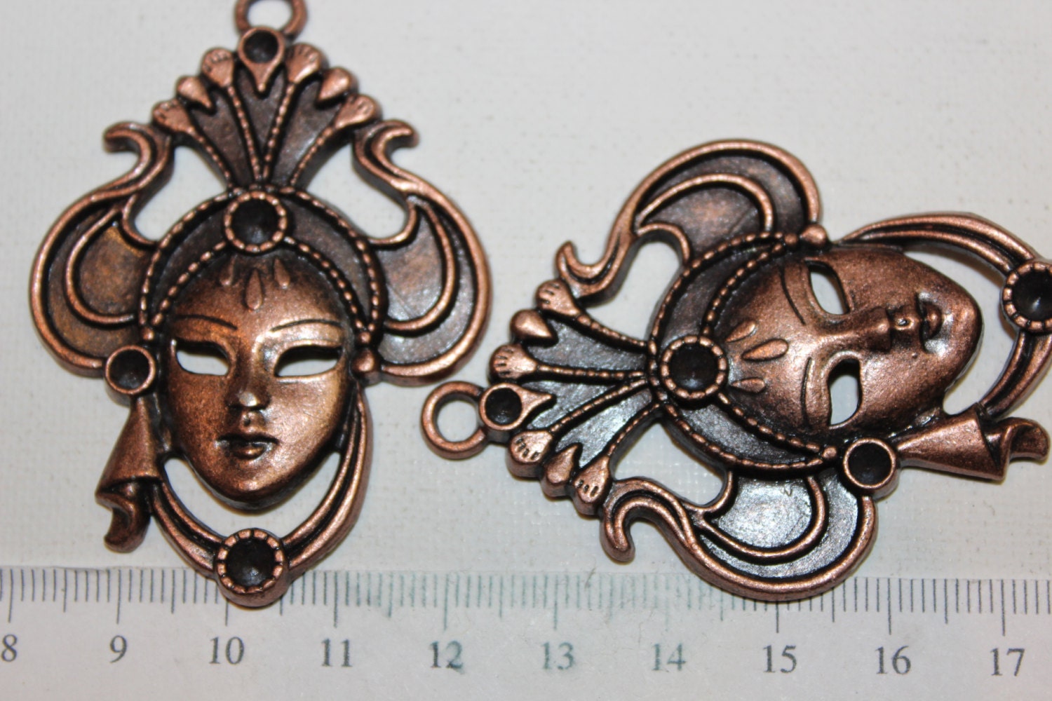 1ea.  60x43mm  Large Heavy - Hindu Goddess Pendant made of a copper color lead free pewter