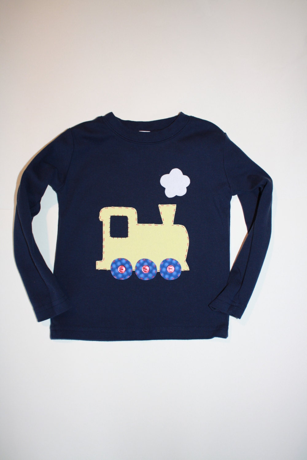 Train boys long sleeve shirt  applique  2T,  3T, 4T 5 6 birthday
