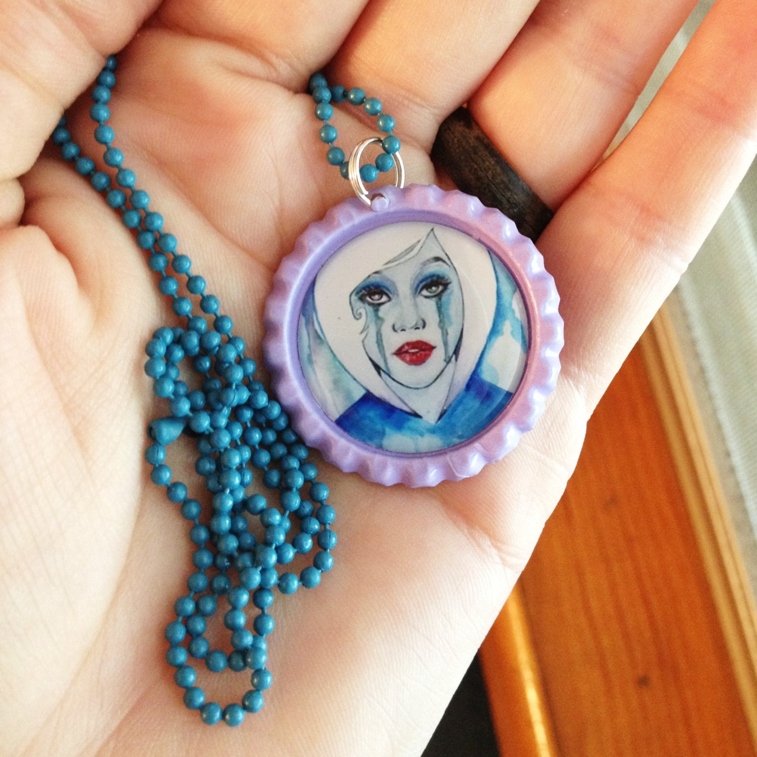 Europa Bottle Cap Necklace, Light Purple