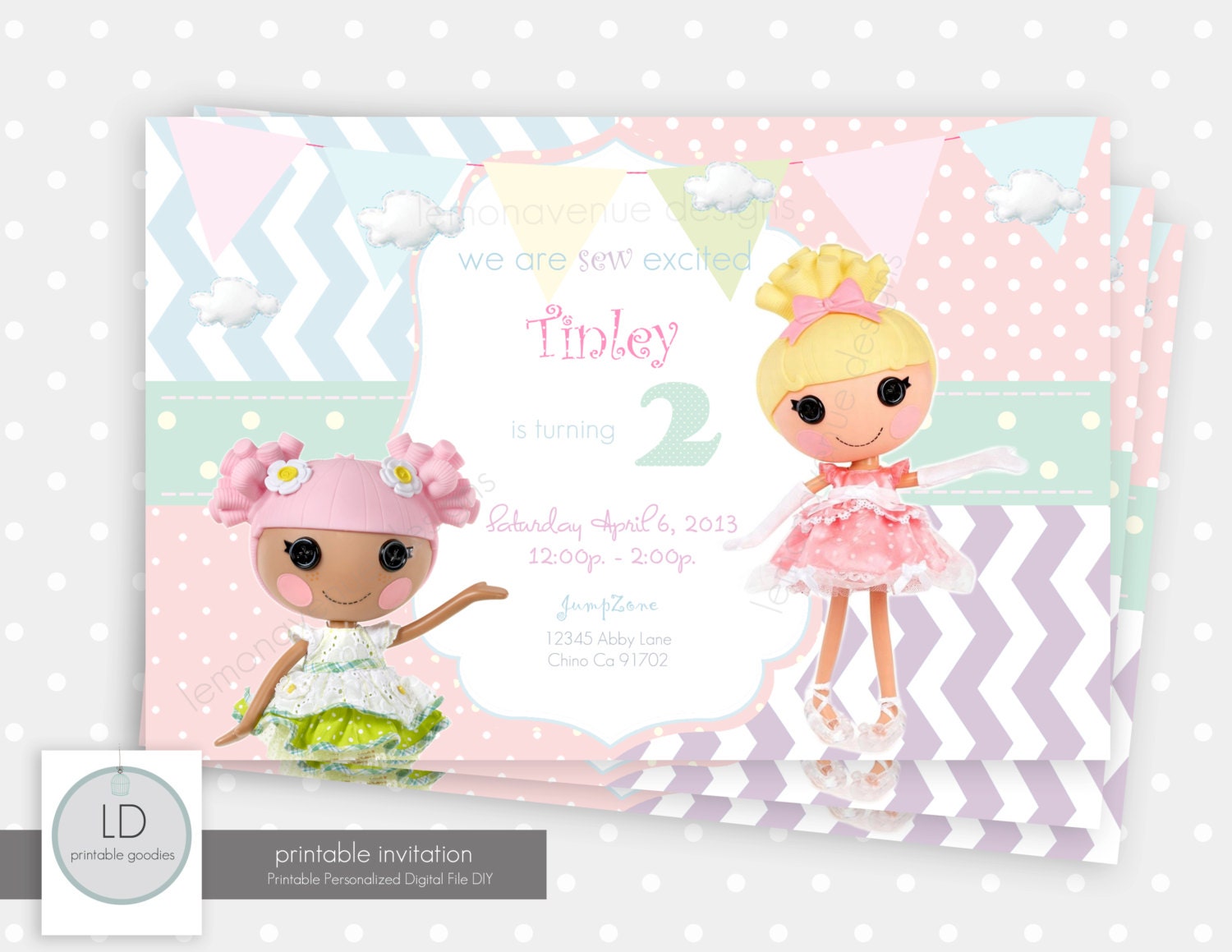 Lalaloopsy Invitation Shabby Chic Light Pink Il_170x135