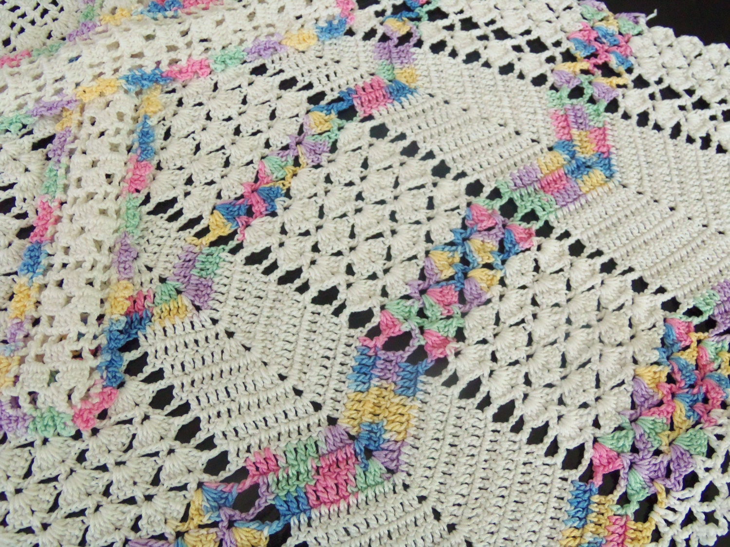 Vintage Half Apron Women's Handmade Crocheted Cooking Kitchen Clothing Home Living Dining Entertaining by picadillymarket