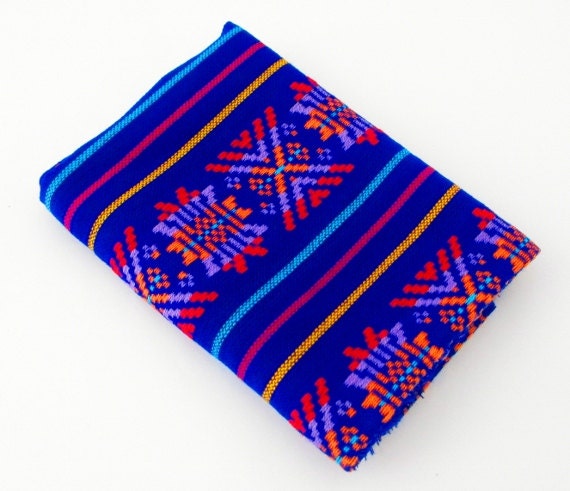 Mexican Fabric, aztec fabric, tribal fabric by the yard,colorful tribal fabric by the yard, blue with tribal details.
