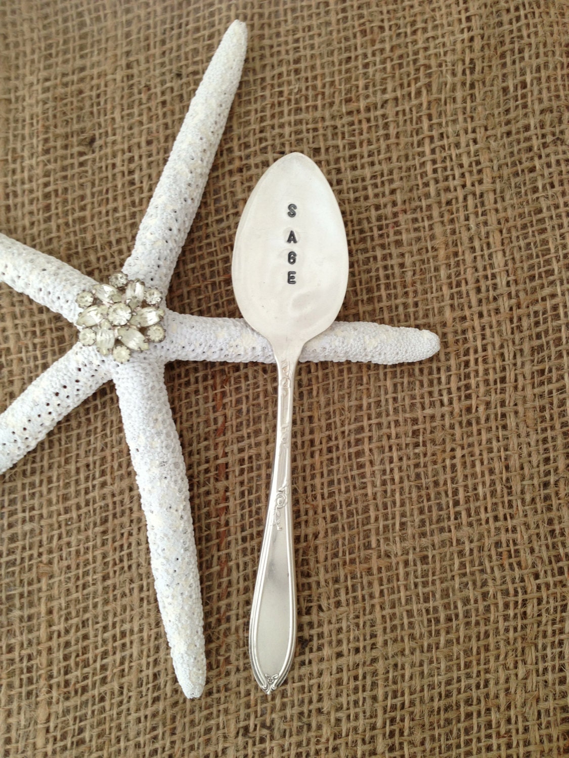 Herb Garden Marker-SAGE Recycled Hand Stamped Silverplate Silverware