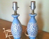 Blue Lamp Pair