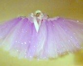 Tutu Lavender and Silver glitter tulle, Elastic Waist 21 inches,Childs skirt, costume, Bow at center