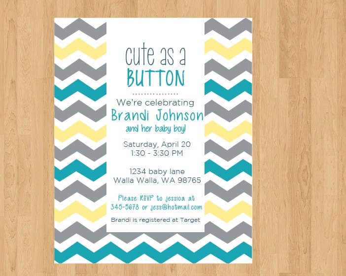 Baby Shower Invitation, cute as a button baby shower invitation