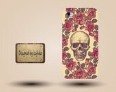 iphone case, i phone 4 4s 5 case, iphone4 iphone4s iphone5 case, plastic rubber silicone cases cover ,Vintage red rose   floral Skull p981