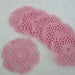 Set of 6 Small Round Crocheted Cotton Doilies, Handmade Crocheted Pink Doilies