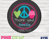 Love PEACE and Cupcakes Personalized favor TAGS or Stickers Printable d.i.y. pdf :135