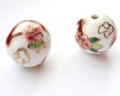 Cloisonne White Pink Floral Beads, Destash Lot, Jewelry Making