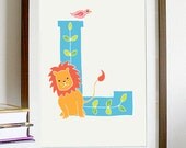 A4 Letter Alphabet artwork print: "L" / Nursery artwork / kids room artwork