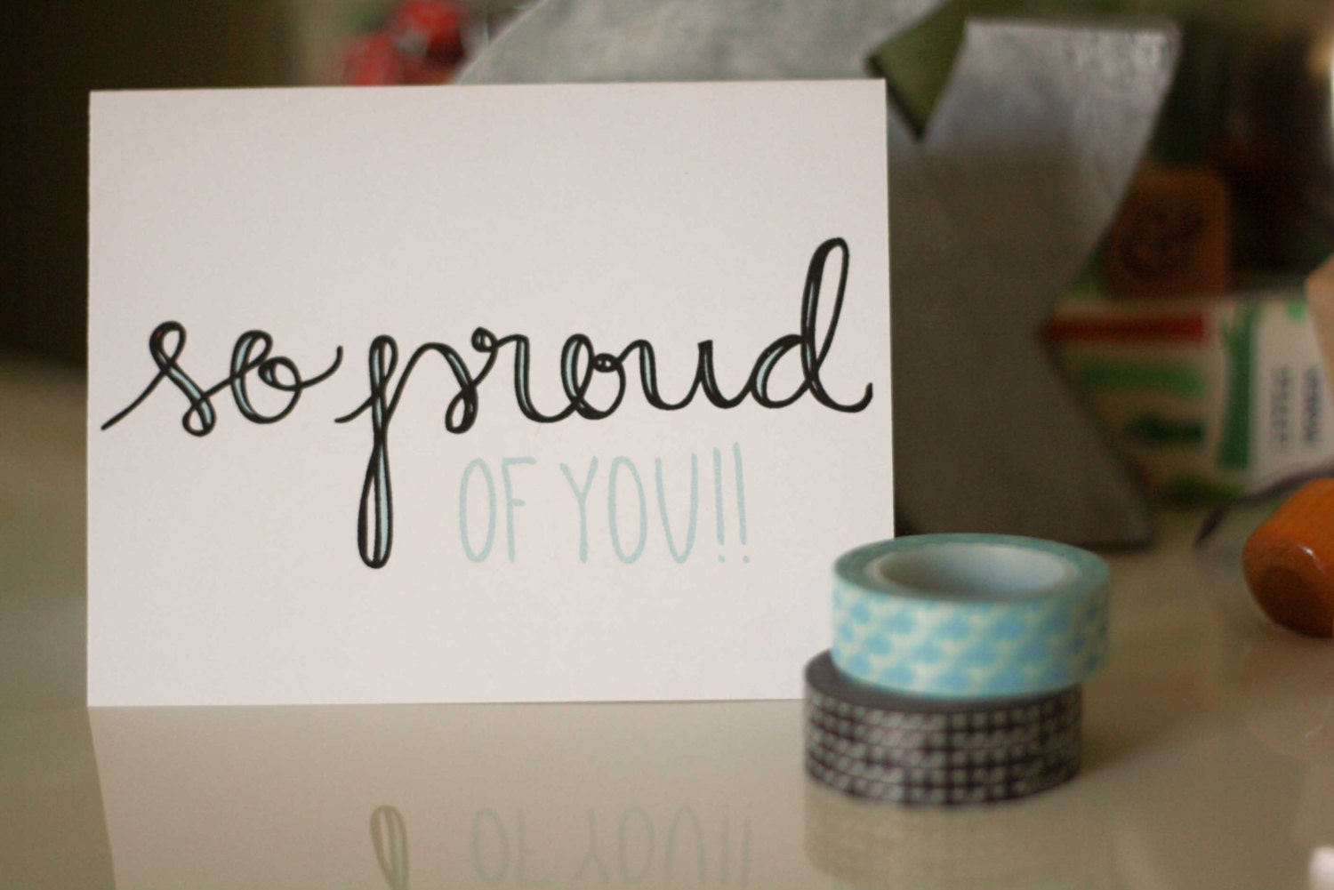 So Proud of You Hand Lettered card
