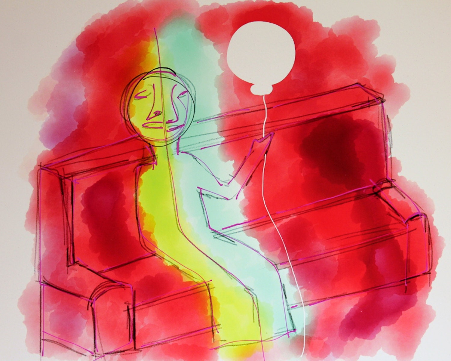 Half Relaxed 8x10 Modern Minimalist Illustrative Print/Digital Archival Print