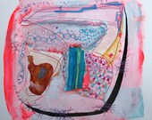 Abstract SEWN Painting/Mixed Media Painting/Original Small Painting