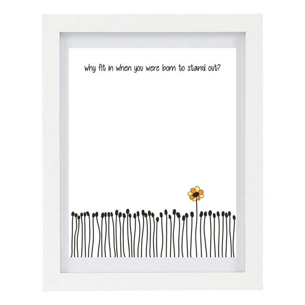 Born To Stand Out, Hand Drawn, Dr Seuss Quote, Inspirational Quote, Hand-drawn Flowers, Typography Art Print, Customizable, 8 x 10 Print