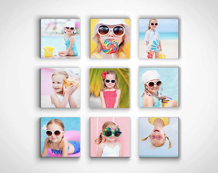 Custom Photo Gift - set of 9, 10x10 each - personalized photo canvases, canvas wall art, canvas photographs, wall hangings