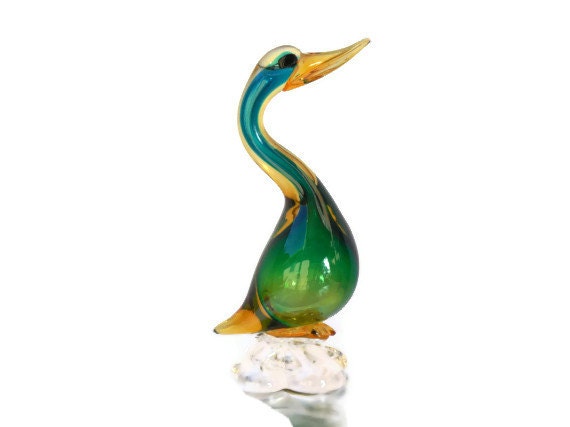 Vintage Venetian Murano Glass Pelican, Venetian Murano Italy Glass Bird, Murano Glass Bird