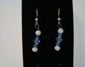Silver and blue dangle earrings