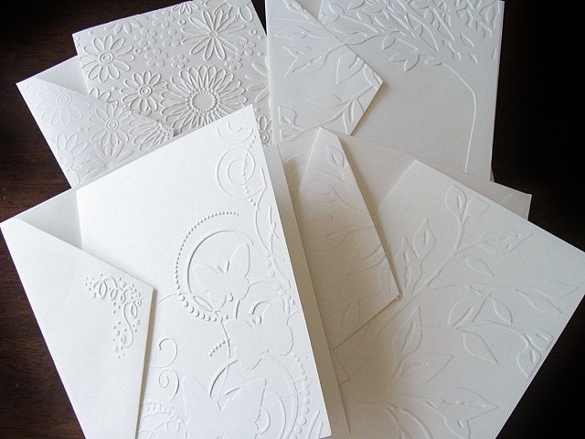 Variety Pack, 8 Embossed Cards, Nature Themes, Butterflies, Trees & Flowers, Blank Cards, Stationery, Paper Goods, Handmade Cards