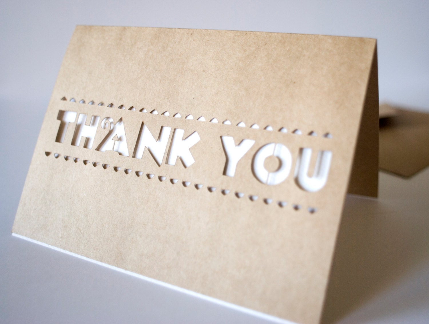 Kraft thank you card - cut out handmade - Kraft card - rustic - wedding thank you - paper goods - brown