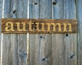 CLEARANCE Rustic Stained Wood and Gold autumn Wooden Sign - Handmade Seasonal Wall Decor
