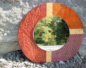 Mirror Round 11 inch table top Home Decor Earthtones Leaves Frame new shop