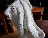Crochet  Handmade Afghan Baby Blanket  Shell Stitched Multi- Colour Girl pink blue yellow white green READY TO SHIP