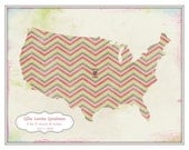 This is a 8x10 personalized multi colored United States map print.