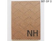 personalized notebooks / sketchbooks - geometric black & white - art-deco inspired rhombi (inverse) - set of 2 custom notebooks