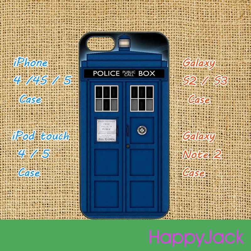Police Box - iPhone 4 case , iphone 5 case , ipod touch case, ipod touch 5 case, samsung galaxy S3 / S2 case in black or white