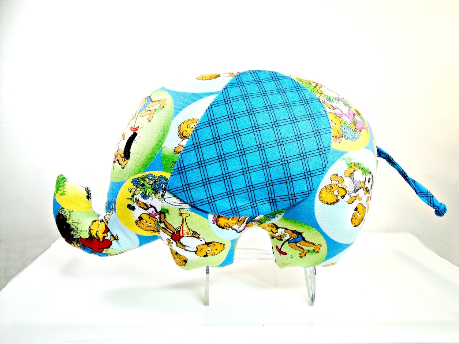 Elephants Toy Plushie  Unique Handmade Elephant Gifts For Baby Shower " It's A Pool Blue Summer"