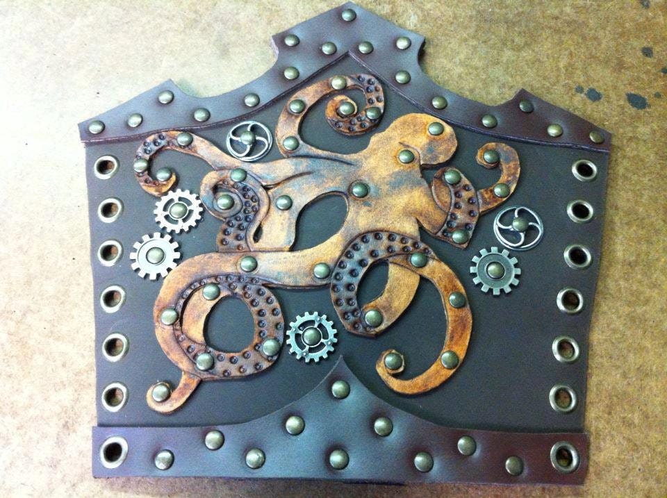 Steampunk Octopus Men bracers with metal gears Live action role-playing LARP Medieval - Dracolite
