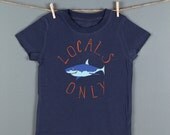 Shark TShirt - Shark Shirt- Locals Only Shark Tee-Funny Great White Shark Children's T Shirt- Makes a Great Birthday Gift