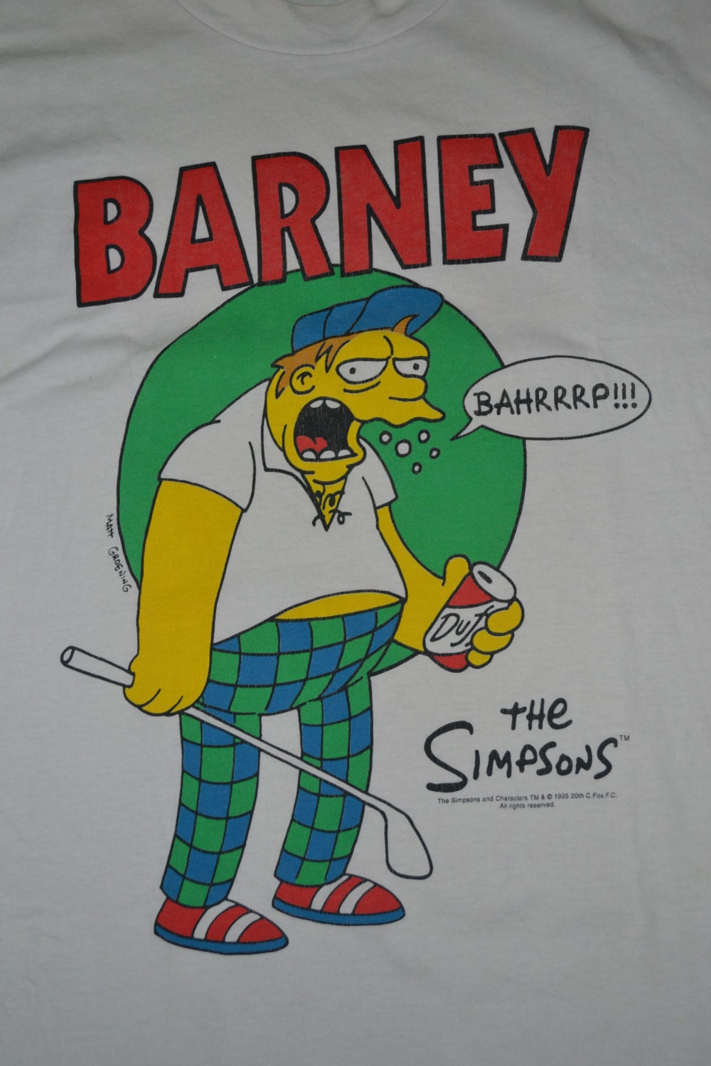 Vintage 90s BARNEY Golf The Simpsons Bart Simpson Size L rare 80s T-shirt