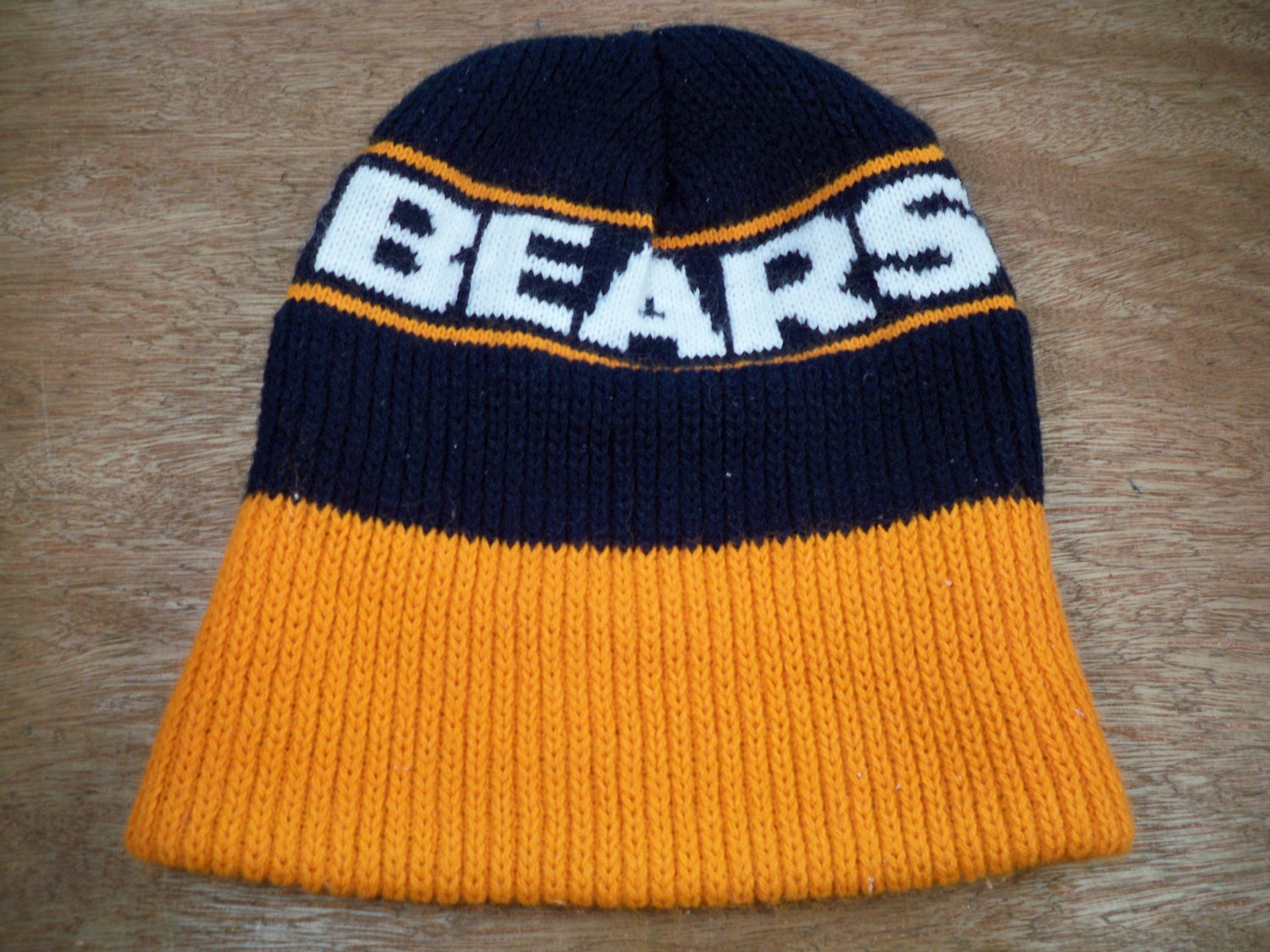 Vintage Chicago Bears NFL Football Blue And Orange Acrylic Cap Winter Snow Hunting Sport Hat Fits All Sizes