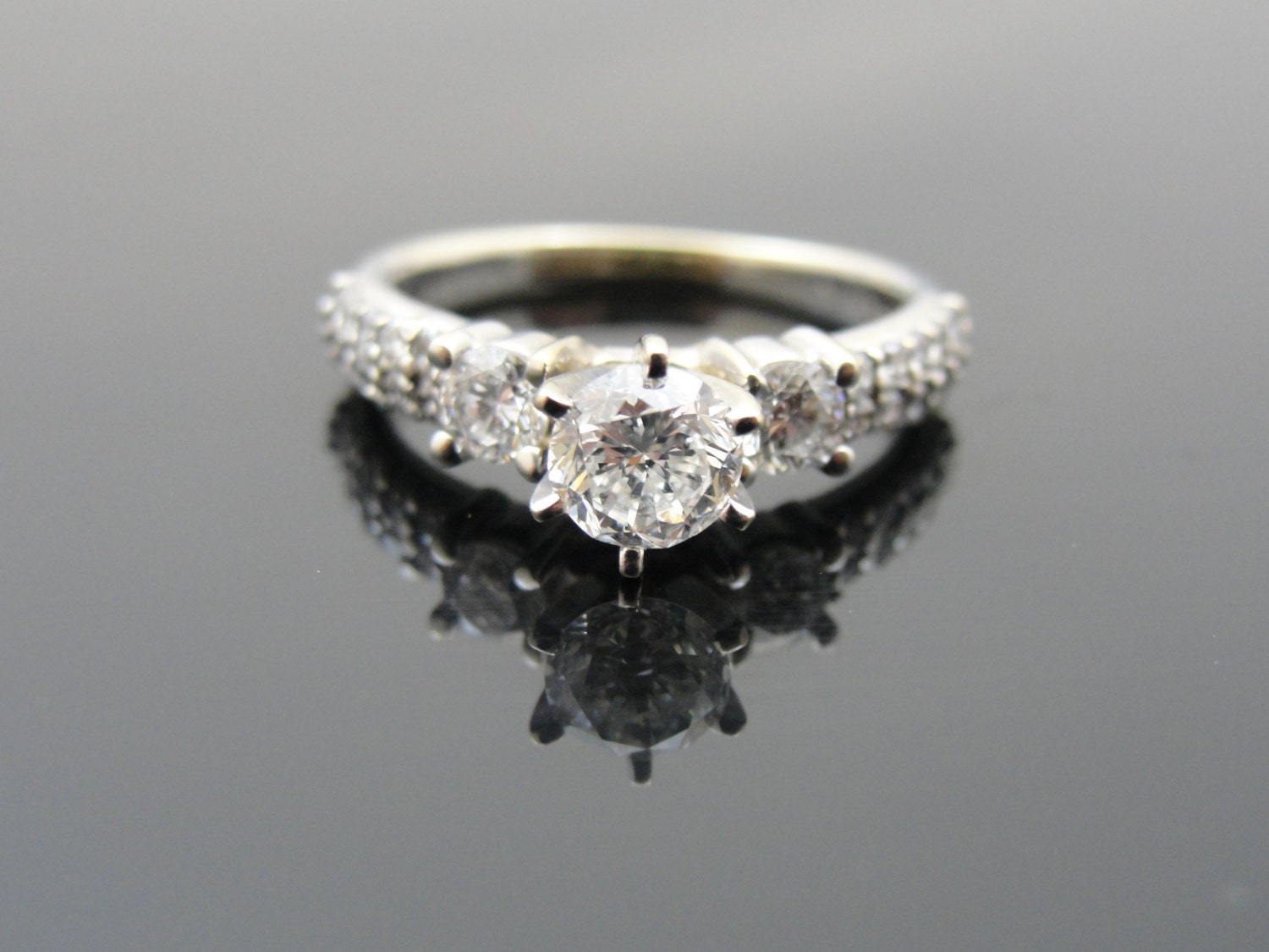 Modern Contemporary Diamond Encrusted White Gold Engagement Ring, 14k White Gold, RGDIA142D