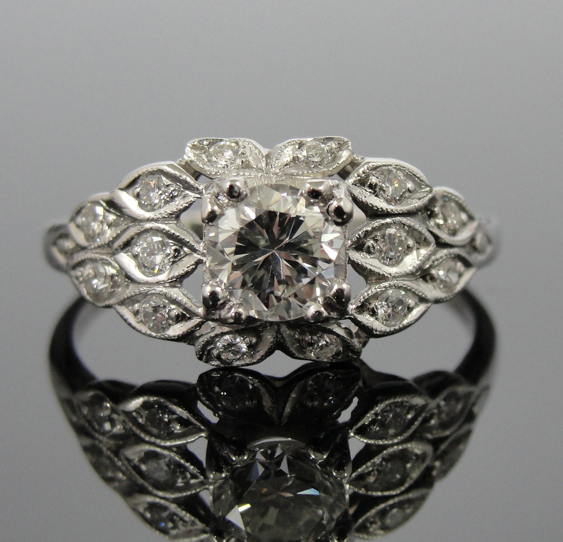 Art Deco Platinum and Diamond ladies Cocktail Ring RGDI920D