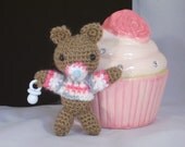 Amigurumi Schminkies 3 1/2 inch Kawaii Baby Nuki Binky Artist Teddy Bear Collectible Stuffed Animal Mini Toy by PuddyTats