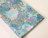 Vintage Fabric - Cotton Print - J Manes Co - Leaves Print on a Multi-Colored Background of Blue, Tan and Lavender Material